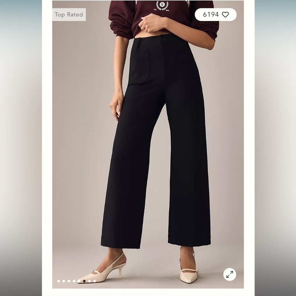 Anthropologie Maeve The Collette Magic Fabric Wide Leg Pants Ponte 24p black